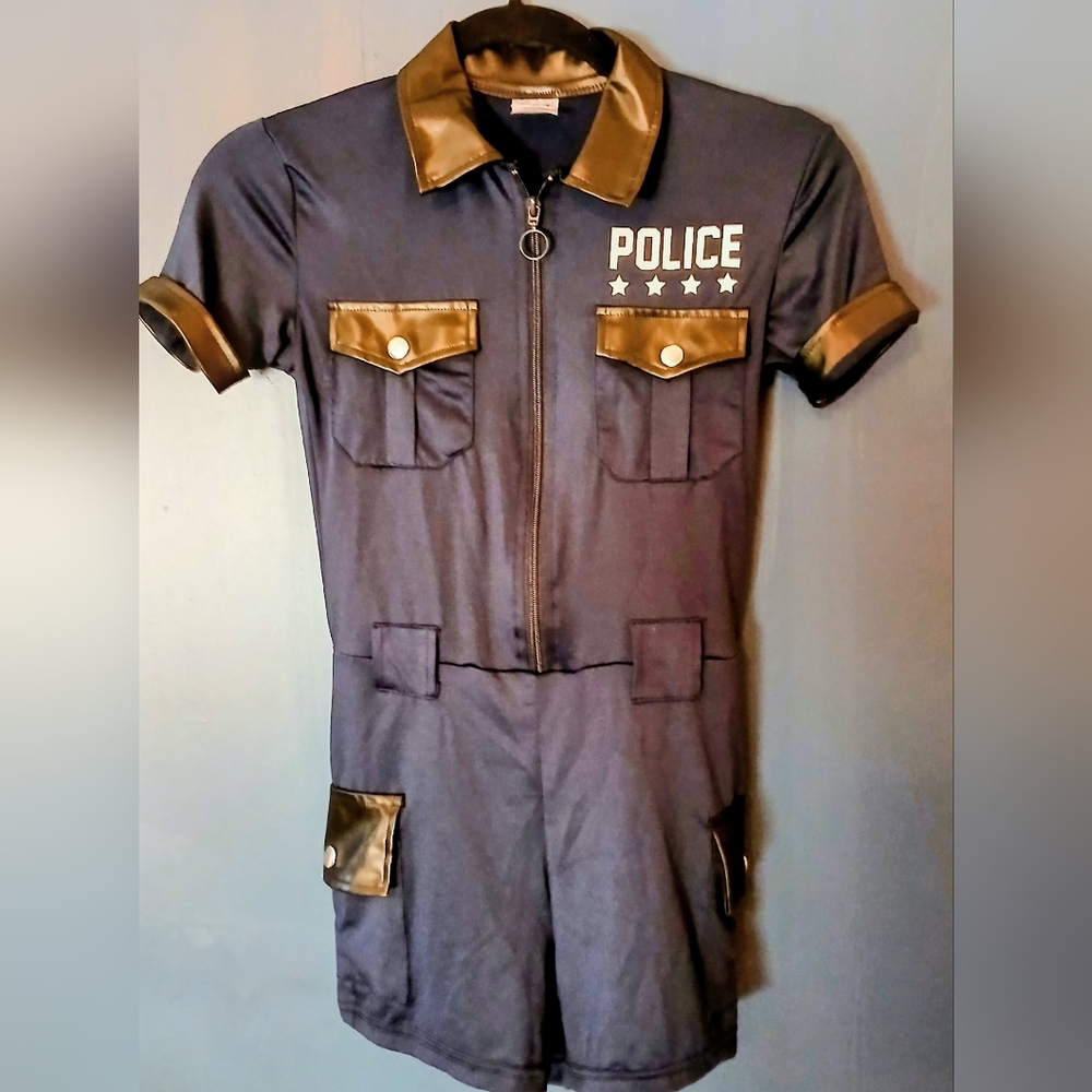 Spirit Navy Police Short Sleeve Romper with Gold Trim